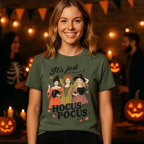 Comfort Colors It’s Just a Bunch of Hocus Pocus Graphic Tee Halloween Party NEW - Picture 1 of 6